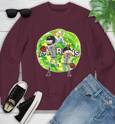MLB Miami Marlins Rick And Morty Baseball Sports Youth Sweatshirt 5