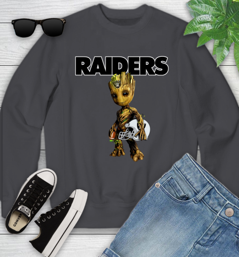 Oakland Raiders NFL Football Groot Marvel Guardians Of The Galaxy Youth Sweatshirt 6