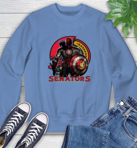 NHL Captain America Thor Spider Man Hawkeye Avengers Endgame Hockey Ottawa Senators Sweatshirt 11