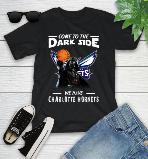 NBA Come To The Dark Side We Have Charlotte Hornets Star Wars Darth Vader Basketball Youth T-Shirt