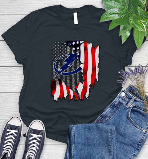Tampa Bay Lightning NHL Hockey American Flag Women's T-Shirt 8