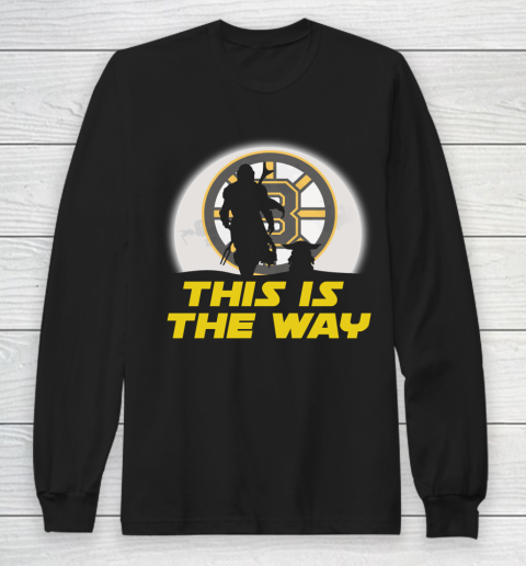 Boston Bruins NHL Ice Hockey Star Wars Yoda And Mandalorian This Is The Way Long Sleeve T-Shirt