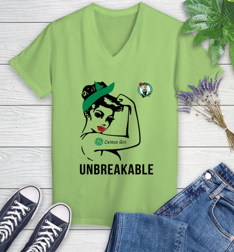 NBA Boston Celtics Girl Unbreakable Basketball Sports Women's V-Neck T-Shirt 6