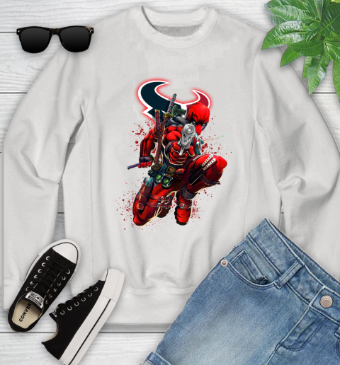 NFL Deadpool Marvel Comics Sports Football Houston Texans Youth Sweatshirt
