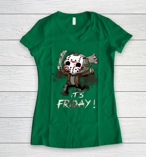 Funny Friday 13th Jason Funny Halloween Horror Women's V-Neck T-Shirt 3