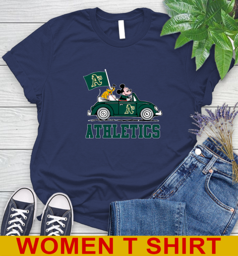 MLB Baseball Oakland Athletics Pluto Mickey Driving Disney Shirt Women's T-Shirt 12
