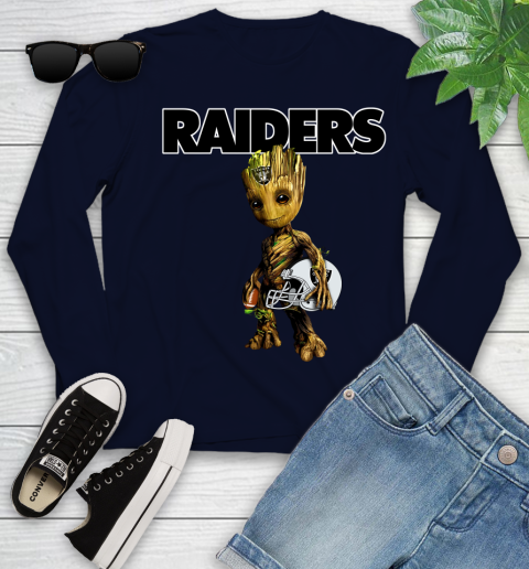 Oakland Raiders NFL Football Groot Marvel Guardians Of The Galaxy Youth Long Sleeve 3
