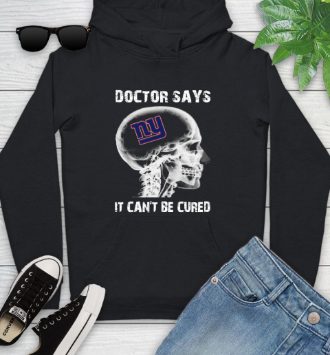 NFL New York Giants Football Skull It Can't Be Cured Shirt Youth Hoodie