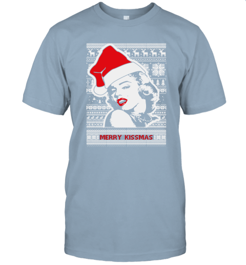 Merry Kissmas Ugly Christmas Slouchy Off Shoulder Oversized Unisex Jersey Tee