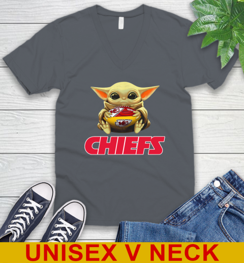 NFL Football Kansas City Chiefs Baby Yoda Star Wars Shirt V-Neck T-Shirt 5