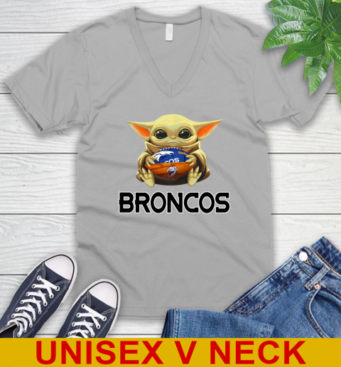 NFL Football Denver Broncos Baby Yoda Star Wars Shirt V-Neck T-Shirt 4