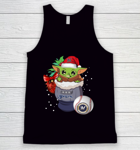 Milwaukee Brewers Christmas Baby Yoda Star Wars Funny Happy MLB Tank Top