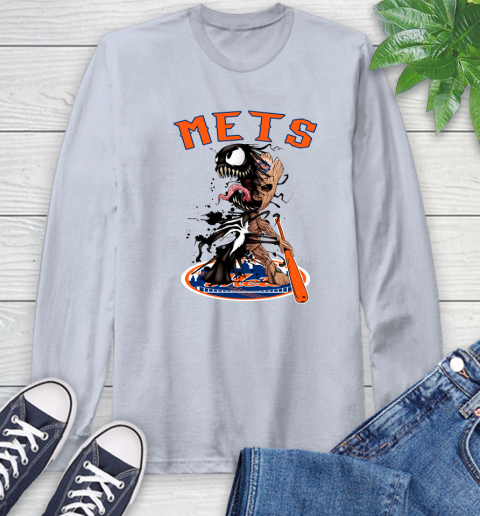MLB New York Mets Baseball Venom Groot Guardians Of The Galaxy Long Sleeve T-Shirt 6