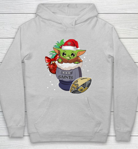 New Orleans Saints Christmas Baby Yoda Star Wars Funny Happy NFL Hoodie 6