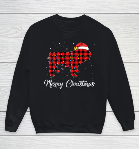 Christmas English Bulldog Red Plaid Dog Lover Pajama Gift Youth Sweatshirt