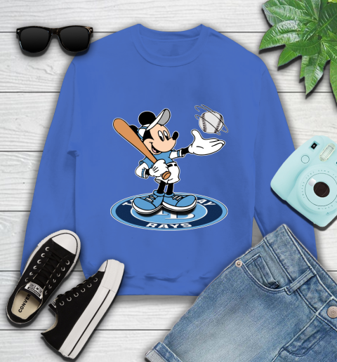 MLB Baseball Tampa Bay Rays Cheerful Mickey Disney Shirt Youth Sweatshirt 7