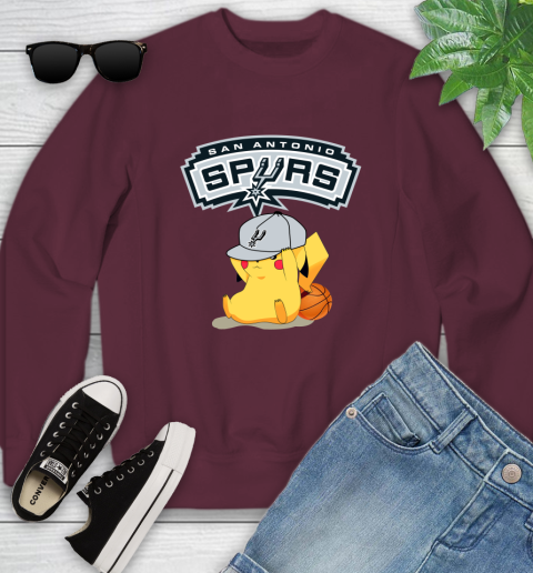 NBA Pikachu Basketball Sports San Antonio Spurs Youth Sweatshirt 5