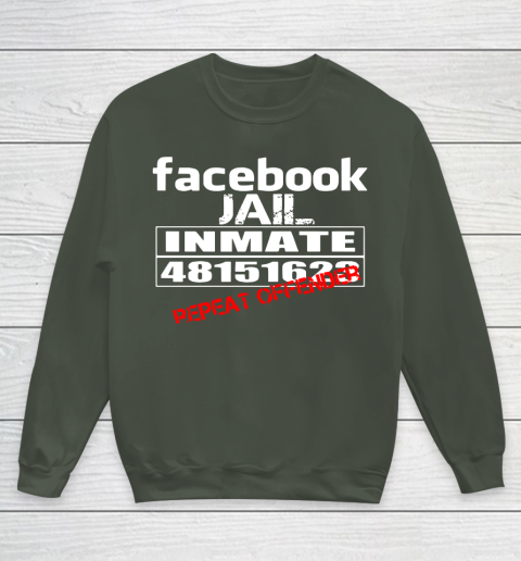 Facebook Jail tshirt Inmate 48151623 Repeat Offender Youth Sweatshirt 8