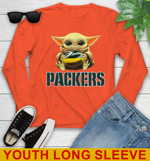 NFL Football Green Bay Packers Baby Yoda Star Wars Shirt Youth Long Sleeve 4