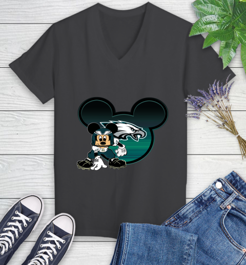 NFL Philadelphia Eagles Mickey Mouse Disney Football T Shirt Women's V-Neck T-Shirt 8