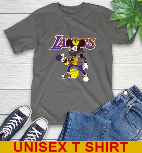 Los Angeles Lakers NBA Basketball Mickey Peace Sign Sports T-Shirt 8