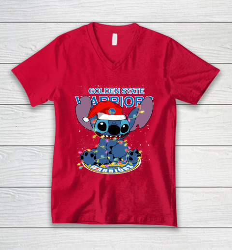 Golden State Warriors NBA noel stitch Basketball Christmas V-Neck T-Shirt 3