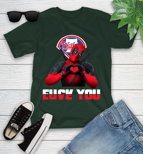MLB Philadelphia Phillies Deadpool Love You Fuck You Baseball Sports Youth T-Shirt 20