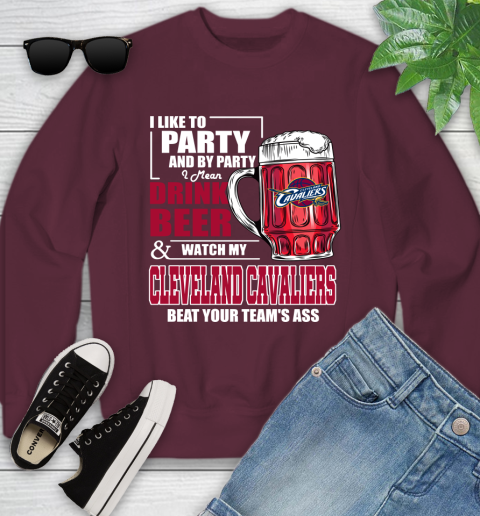 NBA Drink Beer and Watch My Cleveland Cavaliers Beat Your Team's Ass Basketball Youth Sweatshirt 4