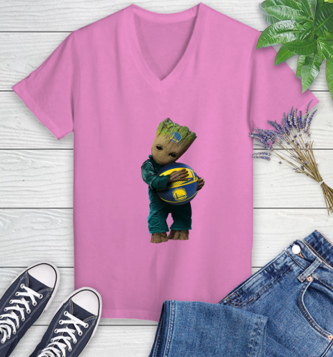 NBA Groot Guardians Of The Galaxy Basketball Sports Golden State Warriors Women's V-Neck T-Shirt 14