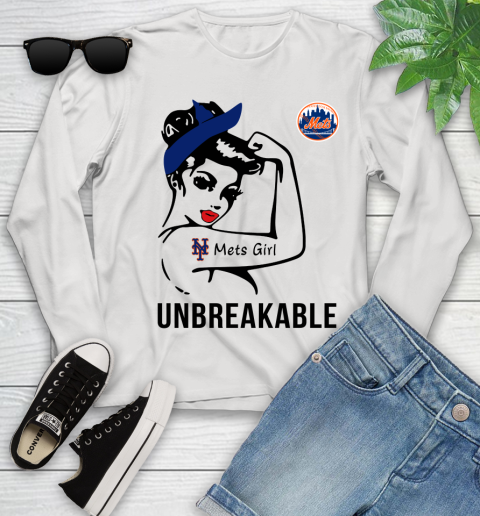 MLB New York Mets Girl Unbreakable Baseball Sports Youth Long Sleeve