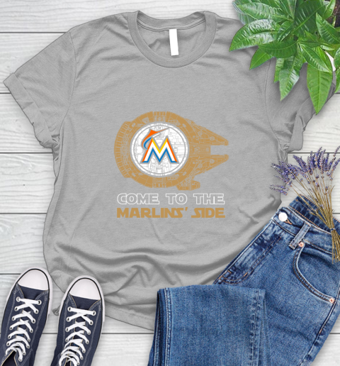 MLB Come To The Miami Marlins Side Star Wars Baseball Sports Women's T-Shirt 5