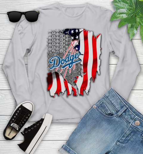 Los Angeles Dodgers MLB Baseball American Flag Youth Long Sleeve 5