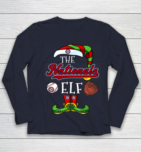 Washington Nationals Christmas ELF Funny MLB Youth Long Sleeve 2