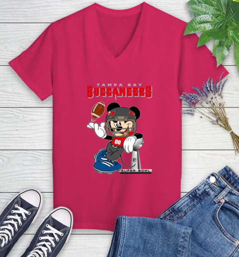 NFL Tampa Bay Buccaneers Mickey Mouse Disney Super Bowl Football T Shirt Women's V-Neck T-Shirt 9