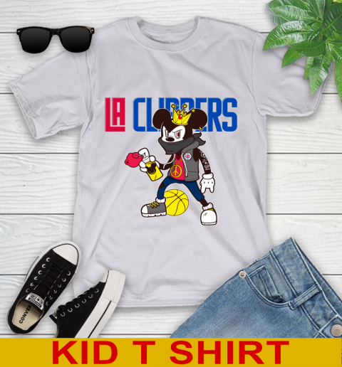 LA Clippers NBA Basketball Mickey Peace Sign Sports Youth T-Shirt 5
