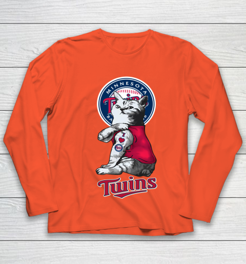 MLB Baseball My Cat Loves Minnesota Twins Youth Long Sleeve 3