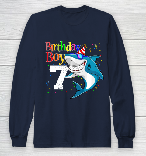 Kids 7th Birthday Boy Shark Shirts 7 Jaw Some Four Tees Boys 7 Years Old Long Sleeve T-Shirt 2