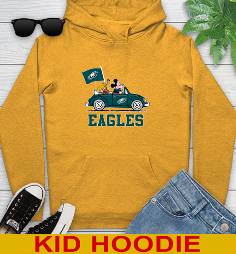 NFL Football Philadelphia Eagles Pluto Mickey Driving Disney Shirt Youth Hoodie 3