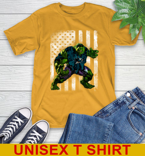 San Jose Sharks Hulk Marvel Avengers NHL Hockey American Flag T-Shirt - Image 3