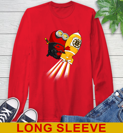 NHL Hockey Boston Bruins Deadpool Minion Marvel Shirt Long Sleeve T-Shirt 12