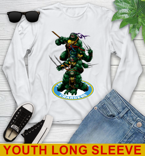 NFL Football Los Angeles Chargers Teenage Mutant Ninja Turtles Shirt Youth Long Sleeve