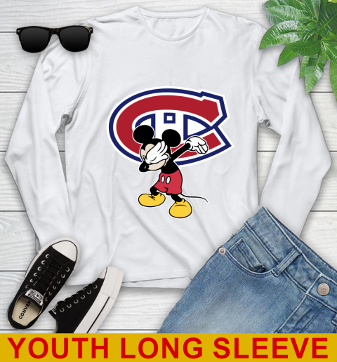Montreal Canadiens NHL Hockey Dabbing Mickey Disney Sports Youth Long Sleeve