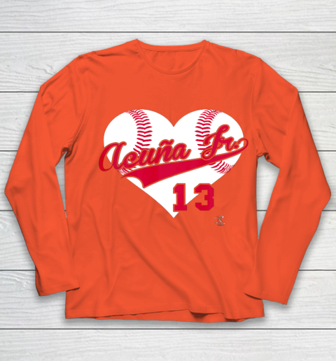Ronald Acuna Jr Baseball Heart Gameday Youth Long Sleeve 3
