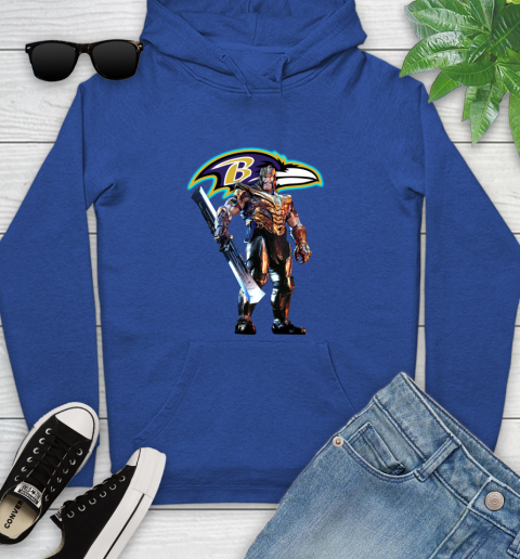 NFL Thanos Gauntlet Avengers Endgame Football Baltimore Ravens Youth Hoodie 9