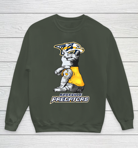 NHL My Cat Loves Nashville Predators Hockey Youth Sweatshirt 8