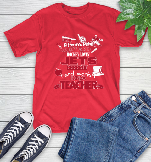 Winnipeg Jets NHL I'm A Difference Making Student Caring Hockey Loving Kinda Teacher T-Shirt 11