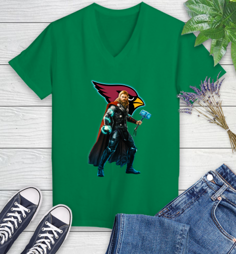 NFL Thor Avengers Endgame Football Arizona Cardinals Women's V-Neck T-Shirt 5