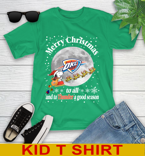 Oklahoma City Thunder Merry Christmas To All And To Thunder A Good Season NBA Basketball Sports Youth T-Shirt - Image 8