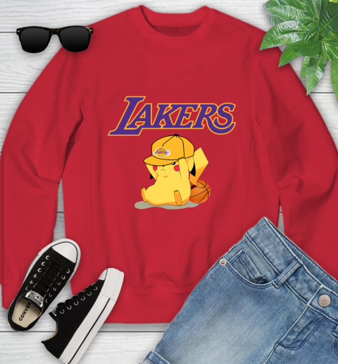 NBA Pikachu Basketball Sports Los Angeles Lakers Youth Sweatshirt 9