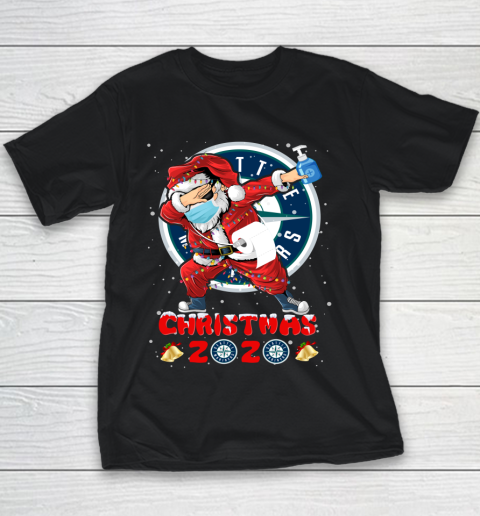 Seattle Mariners Funny Santa Claus Dabbing Christmas 2020 MLB Youth T-Shirt